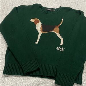 Ralph Lauren Forest Green Sweater with Dog Motif
